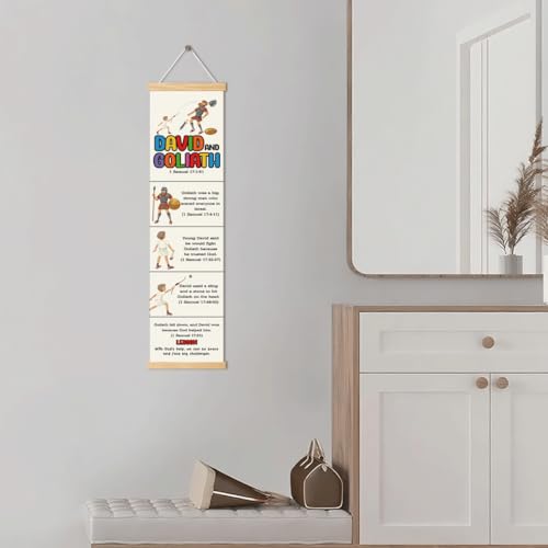 David and Goliath Banner, Church Banner, Christian Rustic Hanging Door Flag, Farmhouse Decorations Outdoor Indoor, Church Activity Decor, Bible Lesson, Scripture and Words Decorations - color: Style 28