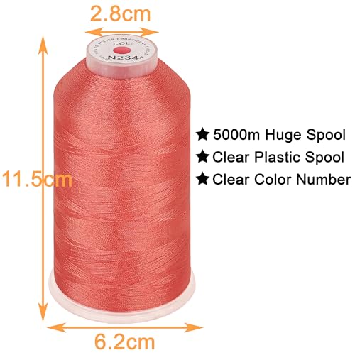 New brothread Huge Spool Embroidery Machine Thread-Coral Fits Janome Color - color: Coral-N234