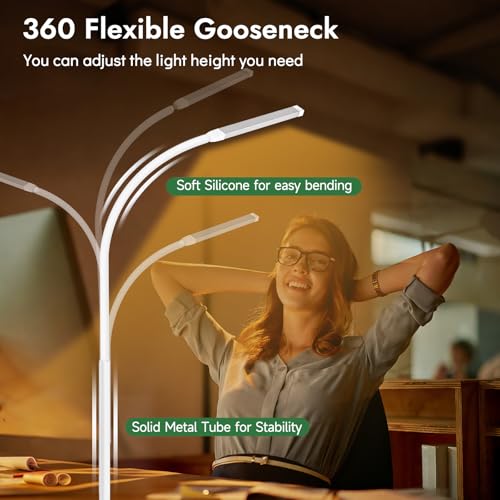 Clamp Lamp for Desk, Eye-Caring LED Clip Light for Home Office - color: White