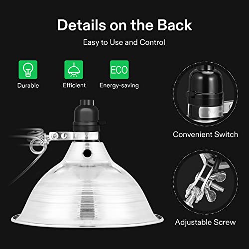 VIVOSUN 12 Pack Clamp Lamp Light with Detachable 8.5 Inch Aluminum Reflector - size: 8.5 Inch-12 Pack