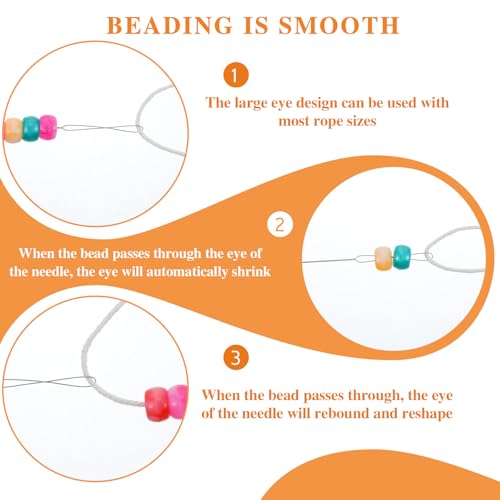 Ouligay 6 Pcs Beading Needles for Jewelry Making, Twist Bead Threader, Big Eye Bead Needle, Beading Supplies Tool for Beaded Bracelets, Necklaces, DIY Handmade
