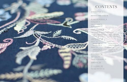 Contrast in Crewel Embroidery: Modern designs stitched on light and dark