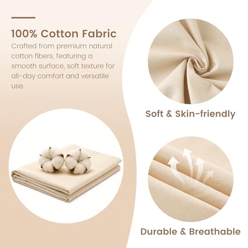 KUUP 100% Cotton Fabric by the Yard, 44" x 3 Yard Unbleached Muslin Fabric - color: Natural, size: 44-3 Yards