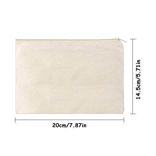 Gejoy 10 Pack Blank Canvas Cosmetic Bags Zipper Pouch DIY,M,Beige - color: Beige, size: Medium