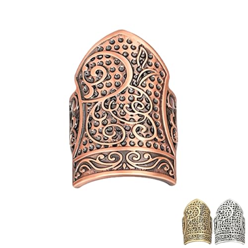 Elegant European Court Style Shield-Shaped Copper Sewing Thimble Finger Protector - Excellent for Hand Embroidery, Cross Stitch, Knitting, and Quilting (Red) - color: Red