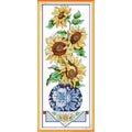 JOYSEWING Sunflowers Stamped Cross Stitch Kits Printed Embroidery Needlework Starter Kits for Beginners11CT Embroidery Patterns Art Crafts DIY Needlepoint Kit- Sunflower in vase(11CT) 9.06 ×21.26 inch - color: Sunflower in vase(11CT) 9.06 ×21.26 inch