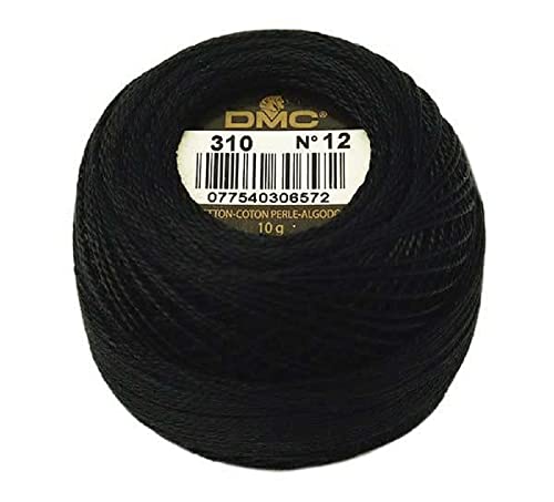 DMC 116 12-310 Pearl Cotton Thread Balls, Black, Size 12