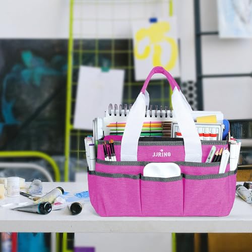 JJRING Craft Organizer Tote Bag Art Storage Caddy Deep Red - color: Deep Red, size: Small