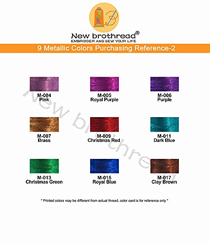 New brothread 9 Shiny Colors Metallic Embroidery Machine Thread Kit - color: 9 Metallic Colors -2