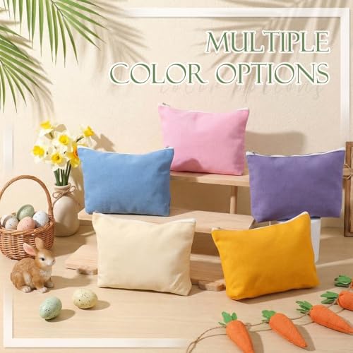 Reginary 10 Pcs Canvas Makeup Bags Bulk Blank Cosmetic Bags,Bright Color - color: Bright Color