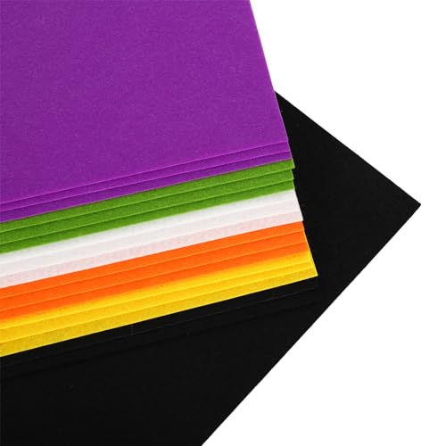 Whaline 18Pcs Halloween Felt Fabric Sheets Black Orange Assorted Soft Thick Craft Felt Pack for DIY Craft Sewing Patchwork Art Projects, 7.9 x 11.8 Inch - color: Halloween