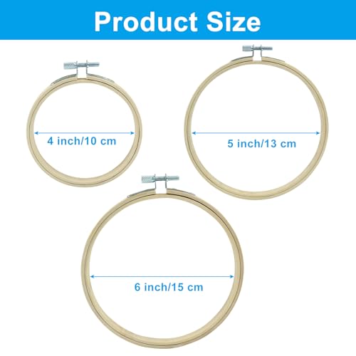 Dijedev Embroidery Hoops 3PCS 4/5/6 Inch Bamboo Circle Cross Stitch - size: 4/5/6 inch
