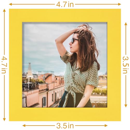 Vittanly 4x4 Picture Frame for Wall or Tabletop, Yellow - color: Yellow, size: 4x4