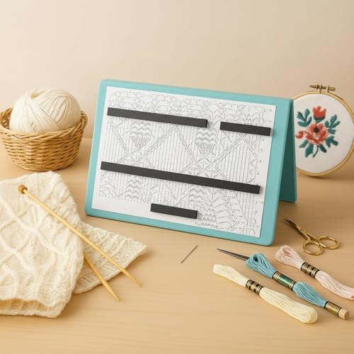Flutesan 1 Pcs Knitting Pattern Holder, Fold up Cross Stitch Knitting Chart Keeper with Replacement Magnets, Magnetic Cross Stitch Accessories (Folded Size 6.1 x 9 Inch,Mint Blue) - color: Mint Blue, size: Folded Size 6.1 x 9 Inch