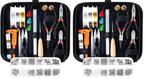 PAXCOO Jewelry Making Supplies Kit with Tools, Wires, Findings for Jewelry Repair and Beading (Pack of 2) - size: Small (Pack of 2)