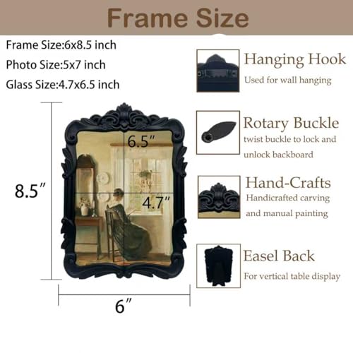 Vintage Picure Frames 5x7 Antique Black Gothic Picture Frames for Tabletop and Wall Mount Ornate Victorian Home Decor Gallery Wall Decor (5x7 inch) - color: Black, size: 5x7
