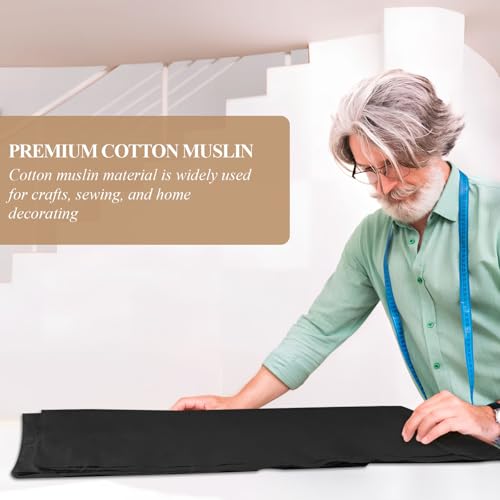 100% Cotton Muslin Fabric, 59 Inch X 2 Yards Black Fabric by The Yard - color: Black, size: 2 Yards