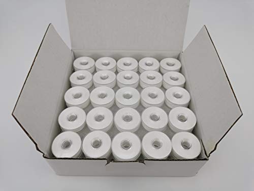 DOUBLELIN MPW-40S2 Prewound Bobbins, Size M, White, 75 pcs - color: 40S/2 White