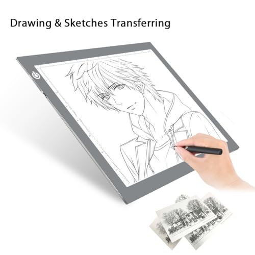 LitEnergy Portable A4 LED Copy Board Light Tracing Box, Silver Ultra-Thin Adjustable USB Power Artcraft LED Trace Light Pad for Tattoo Drawing, Streaming, Sketching, Animation, Stenciling - color: SILVER, size: 8.3 x 11.7 inches