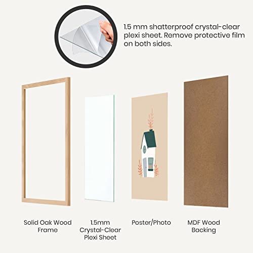 Opposite Wall - 8x8 in - Natural Solid Oak Wood Picture Frame - Lightweight, Versatile & Shatterproof - Wall Hanging Poster or Photo Frame - Wall Decor for Office, Gallery & Home - color: Natural, size: 8x8 in
