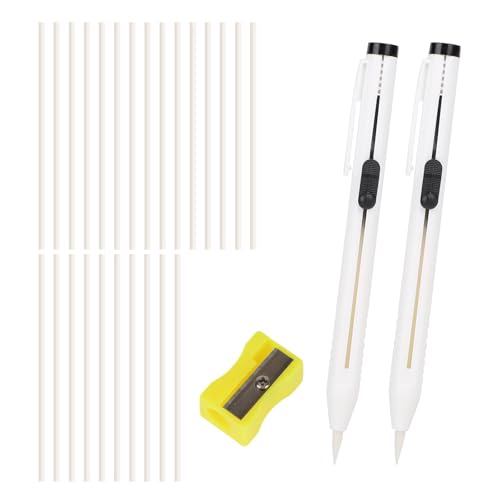 Fukaisu 28pcs Fabric Chalk Pen Set, White Chalk Cartridge Set Tailor Pencils Marking Tool for Sewing Quilting Dressmaking DIY Crafts Supplies