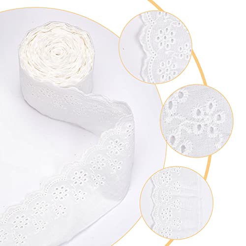 GORGECRAFT 7.5 Yards Cotton Lace Trim Eyelet Embroidery Fabric Curtain Tablecloth Slipcover Bridal DIY Clothing/Accessories for DIY Craft Sewing Wedding Decoration 80Mm Wide - size: 7.5 Yards;80mm wide