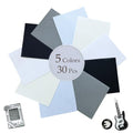 30Pcs Stiff Felt Sheets, 1mm Thick Felt Fabric Squares for Sewing & DIY - color: Black, White, Gray