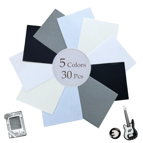 30Pcs Stiff Felt Sheets, 1mm Thick Felt Fabric Squares for Sewing & DIY - color: Black, White, Gray