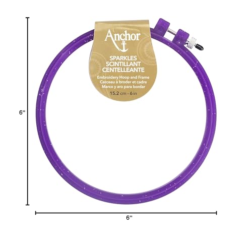 Anchor Sparkle Embroidery Hoop, 6", Blue/Purple/Yellow