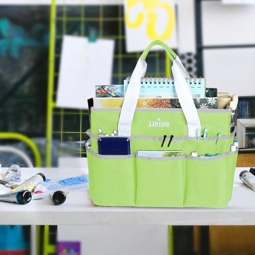 JJRING Craft Organizer Tote Bag Large Art Storage Caddy Cyan - color: Cyan, size: Large