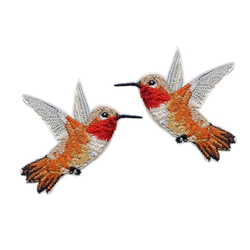 Iron/Sew on Applique Repair Patches, A Pair of Hummingbird Patch - color: A Pair of Hummingbird