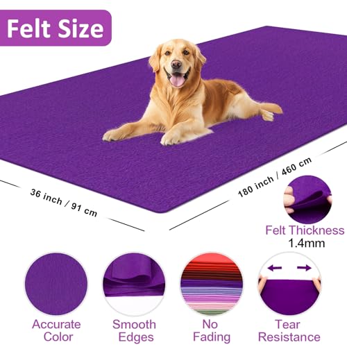 XSEINO Purple Felt Fabric 180" X 36 "(5 Square Yards), 1.4 mm Thick Soft Felt Fabric Sheet for Crafts, Purple Series Colors Soft Nonwoven Fabric, Fit for Decoration, Sewing, DIY Crafts - color: Purple, size: 5 yard pre cut