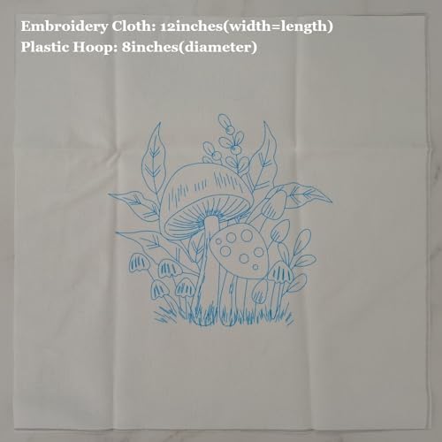 Esffaci Embroidery Starter Kit for Adult Beginner with Mushroom Plant Flower Pattern Hand Embroidery Set with Cloth Hoop Needle Threader Floss and Instruction - color: Mushroom