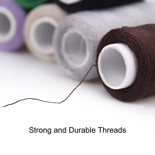 12 Color Set of Polyester All-Purpose Sewing Threads Prewound Bobbin Thread Plastic for Embroidery and Sewing Machine DIY Embroidery Thread Sewing Thread 382 Yards/350 m Each (12 Pieces)