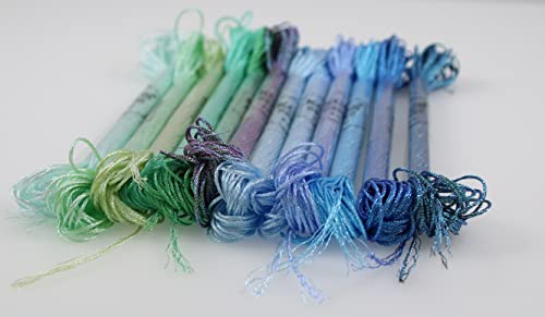 KCS 6-Strand Cross Stitch Metallic Variegated Pearl Shiny Embroidery Floss (12 Skeins # 3) - color: 12 Skeins # 3