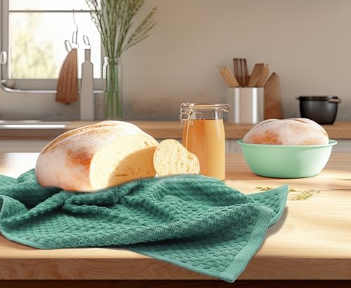 COTTON CRAFT Amazing Kitchen Towel - 12 Pack 100% Cotton Waffle Terry Towel - color: Seafoam, size: 12 Pack