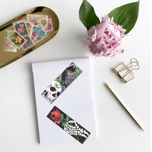 FREEBLOSS 6Pcs Cross Stitch Bookmark Kit Gothic 8x2.4'' 11CT - style: Gothic Theme