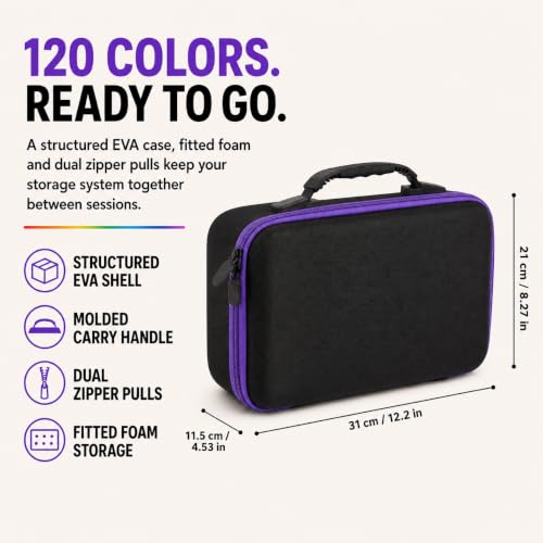 MERATIA Diamond Art Storage Organizer, 120 Jars with Accessories - color: Purple-120 Slots
