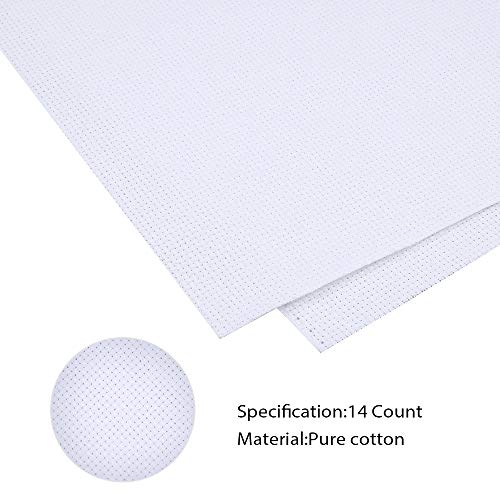 Pllieay 14 Count Big Size Classic Reserve Aida Cloth White Cross Stitch Fabric, 59 x 39 Inch - size: 59 x 39 Inch