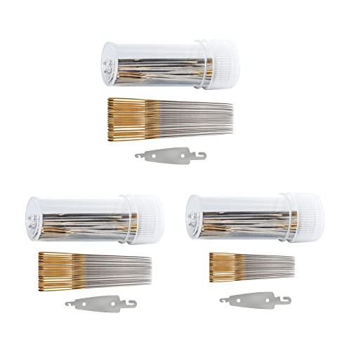 90pcs Large Eye Sewing Needles in Transparent Box with 3 Stainless Steel Needle Threader for Cross Stich and More (22# 24# 26#)