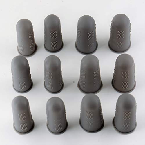 Finger Protectors [Flex Series - 12-Pack] Silicone Non-Stick Finger Covers [Grey - Small (6) / Medium (6)] for Hot Glue | Sewing | Wax | Rosin | Resin | Honey | Adhesives | Scrapbooking - color: Small & Medium - Grey [12-Pack]
