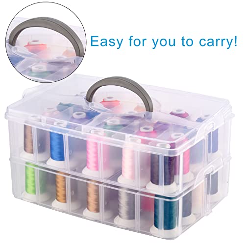 Simthread 3-Layer Thread Organizer Box 60 Spools Stackable Storage Case - size: 3 Layers Case