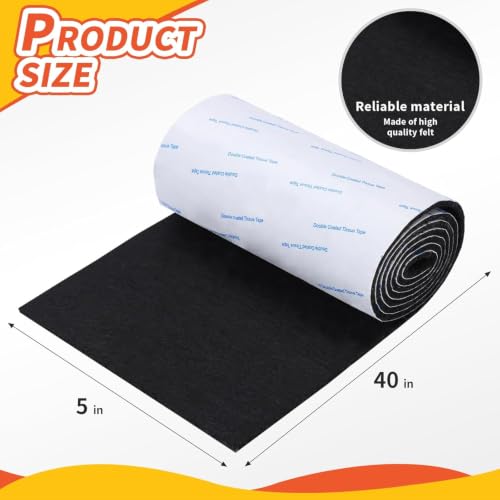 Felt Furniture Pads, 40 x 5 x 0.12 Inch Felt Strips - 2 Pack - color: Black, size: 5" x 40" (2 Pack)
