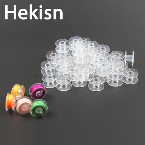 Hekisn Sewing Machine and Embroidery Bobbins, SA156 Bobbins for Brother, Class 15 Transparent Sewing Bobbins (20 Pack)