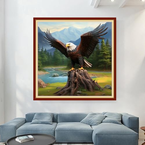 Magxvouy Cross Stitch Kits Stamped Full Range of Embroidery Kits,Cross Stitch Patterns Needlework Kits for Beginners 11CT Printed Kits&Eagle Landscape 18x18 inch - color: Artcolor09