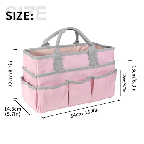Teacher Handle Tote Bag Organizer ,Tote Bag Organization for Crafts,Art,Paper,Books ,School,Sewing,Travel with Handles,Ofiice Supplies StorageTote Bag Organization for Crafts,Art,Paper,Books (Pink)