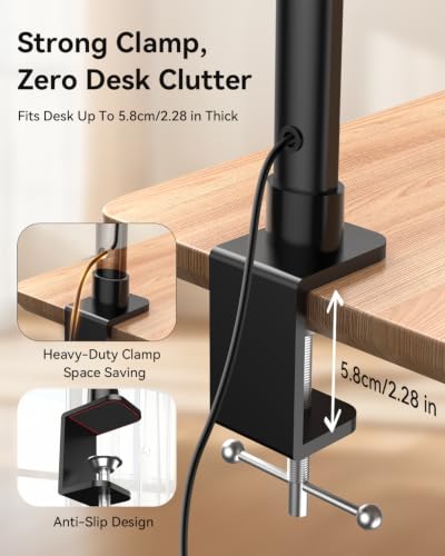 LED Desk Lamp with Clamp, 24W 3-Panel Light for Dual Monitors - style: 27.2 Inch