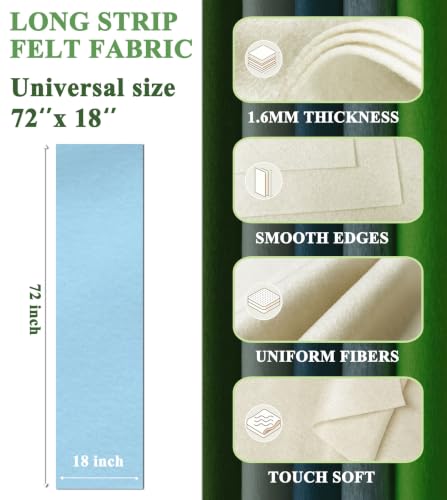 Baby Blue Felt Fabric 72" X 18" 1.6mm Thick Soft Rectangle Felt Sheet - color: Baby Blue, size: 72" X 18"(Half Yard)