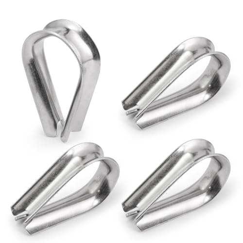M10 Wire Rope Thimble, 304 Stainless Steel Thimble for 11/32-3/8 Inch Diameter Wire Rope, 4 Pieces - size: M10