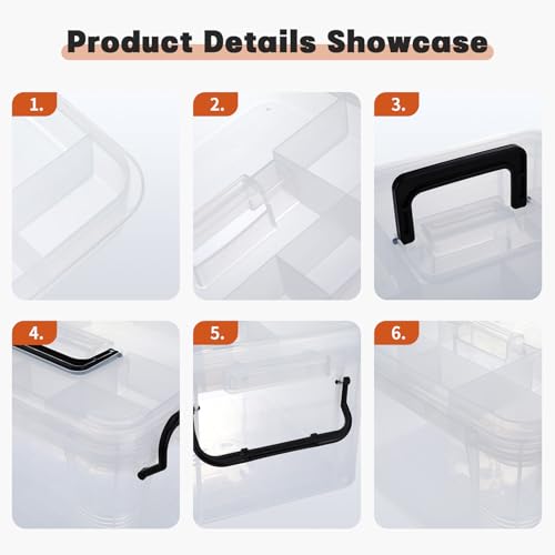 2-Tier Medicine Organizer - Plastic Portable Storage Box with Handle Clear - color: Clear